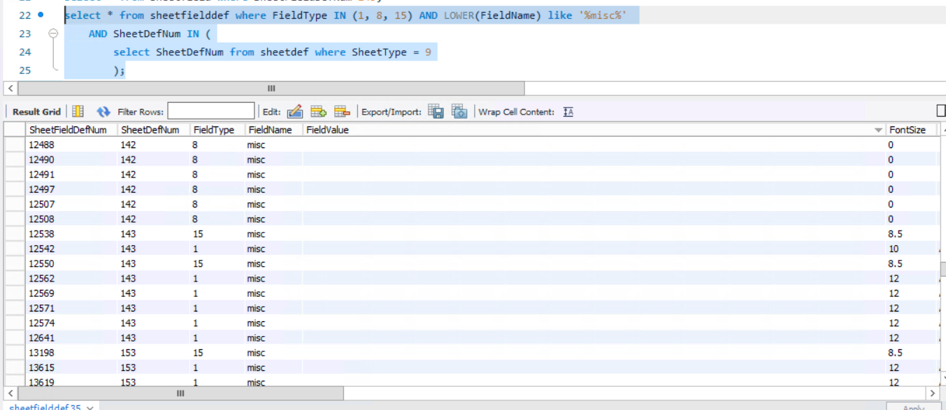 the relation and fields we found so far